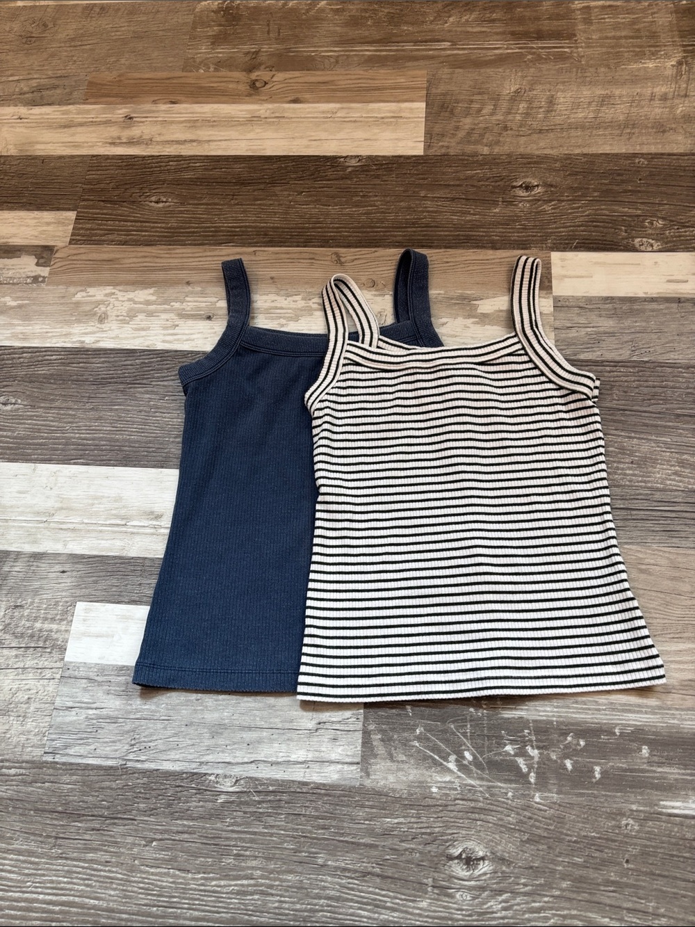 American Eagle Outfitters Girls' Navy Solid & Cream Navy-Striped Tank Tops